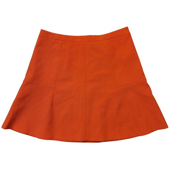 J Crew Melon Orange Flared Skirt 4 B0314 Fluted Double Crepe Tulip Flippy Skater - Picture 1 of 5